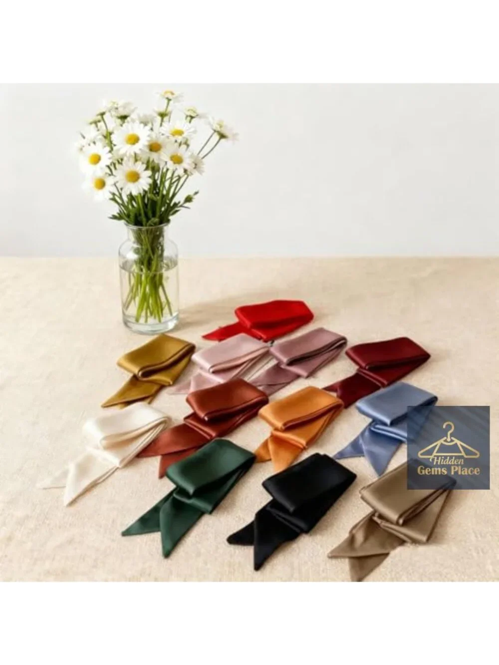 Multipurpose Polyester Scarf for Women, Long Skinny Neck Scarf Neckerchief for